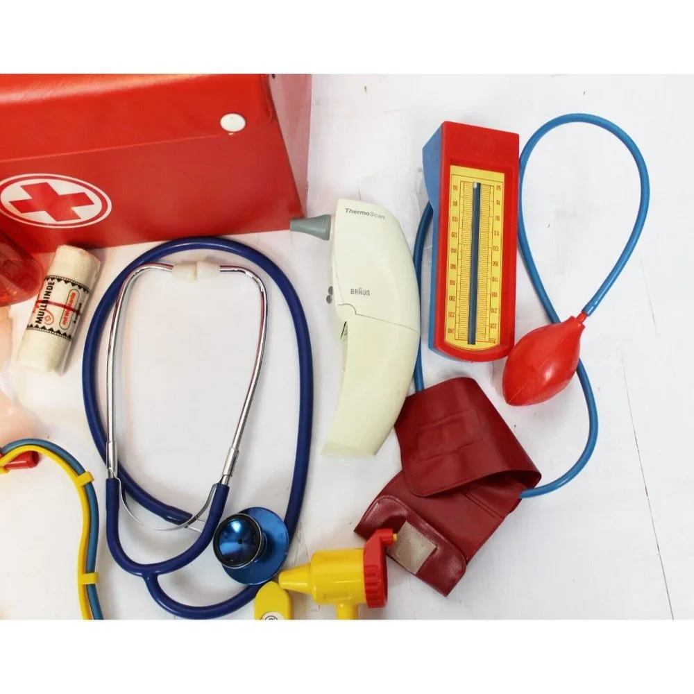 Doctor Medicus Kid Med Kit Box Medicine Pretend Play Vinyl Fold Out Storage Case